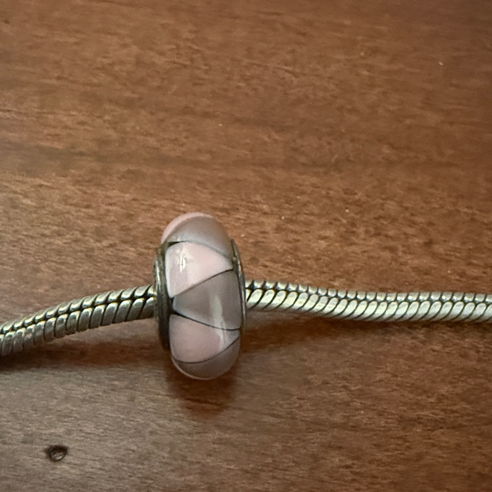 Pandora Pink and Purple Glass and Sterling Charm